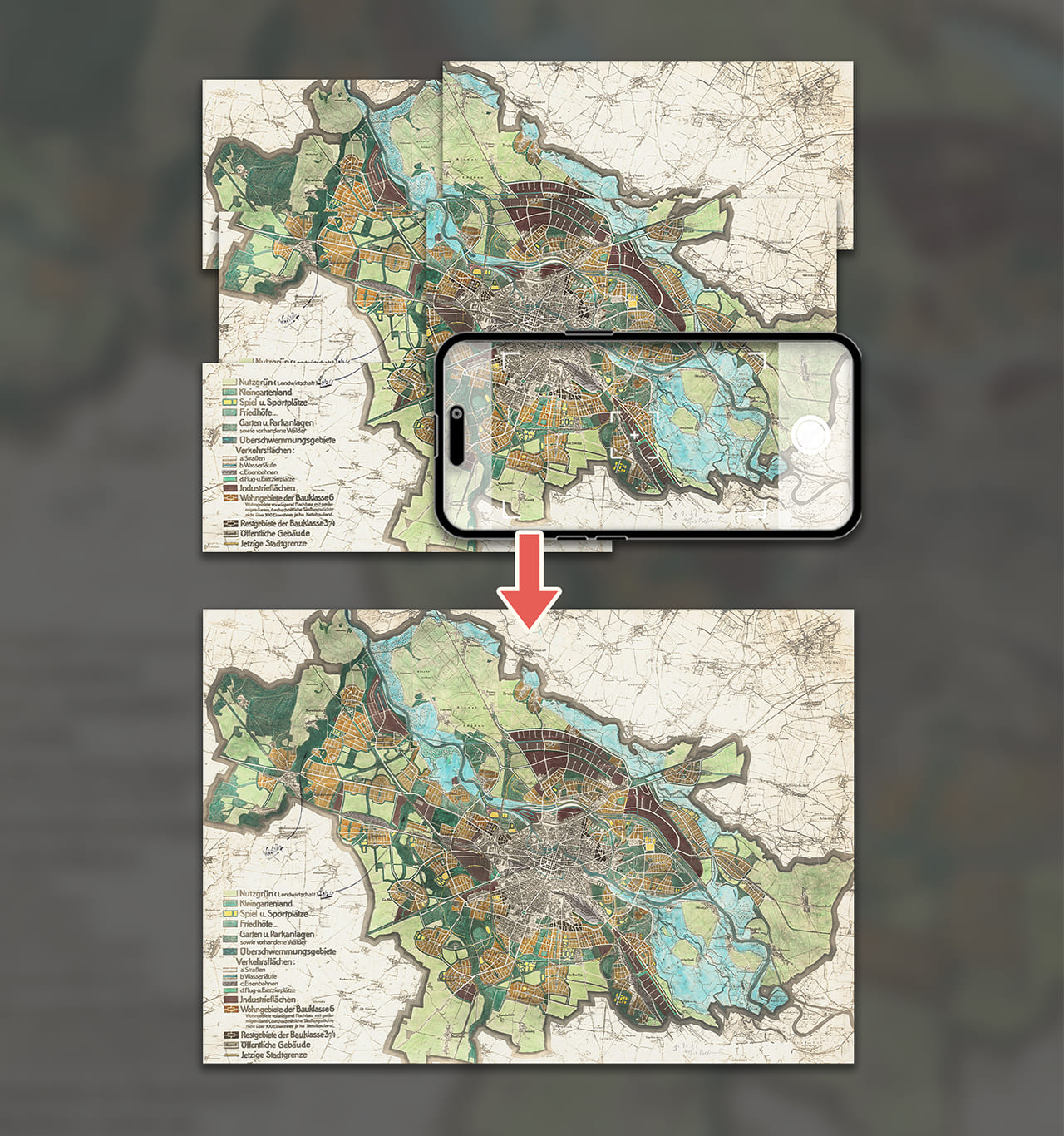 How to stitch pictures together to digitize large maps
